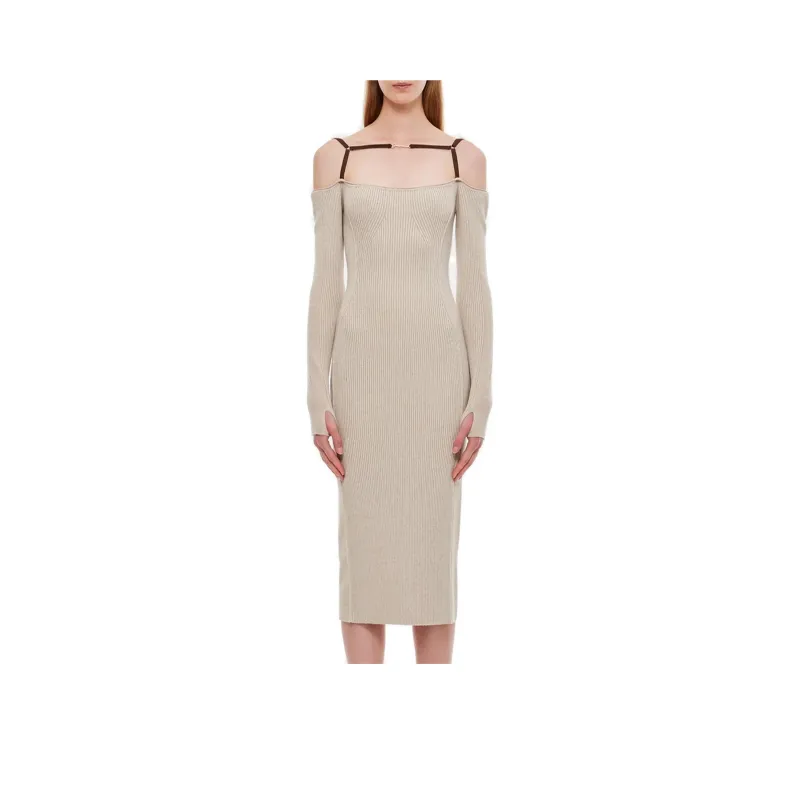 Jacquemus Long-Sleeved Dresses Women's Beige-0