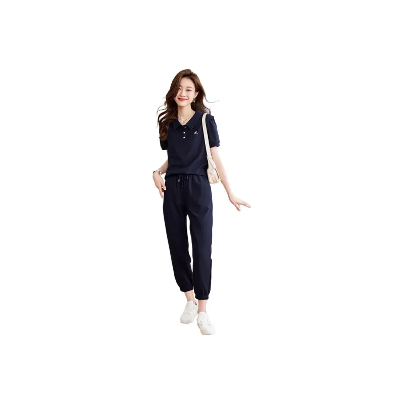 Mo Han Yi Mei Casual Suit Women's Navy Blue-0