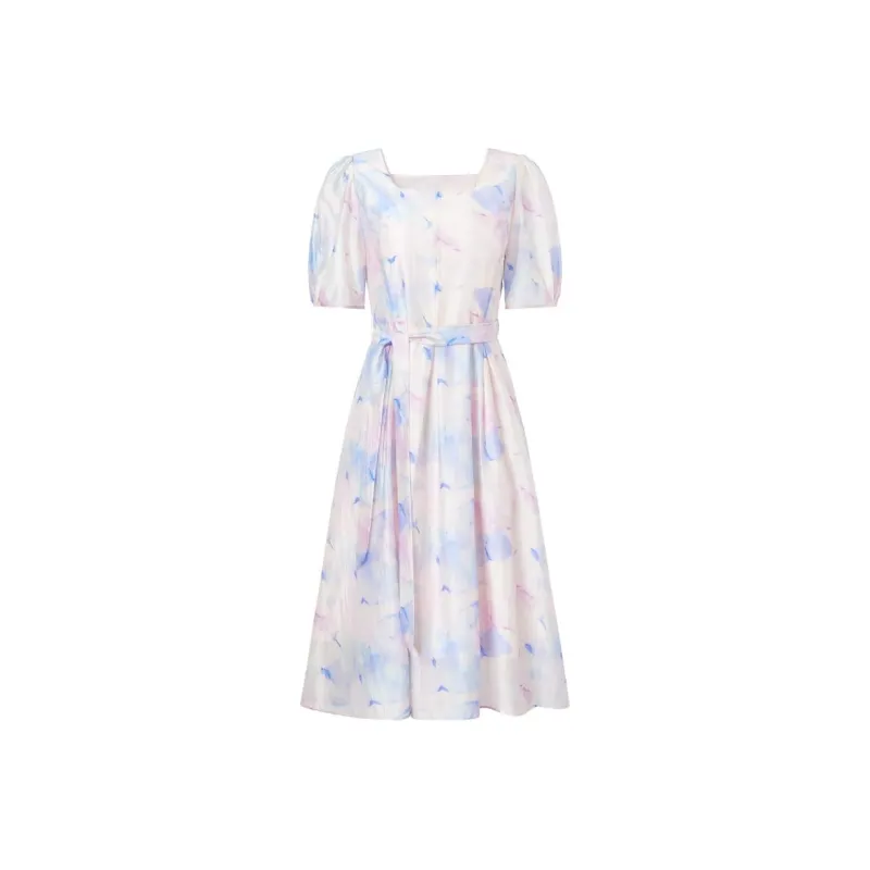 JZ Juzui Short Sleeved Dresses Women's Blossom Pink Blue-0