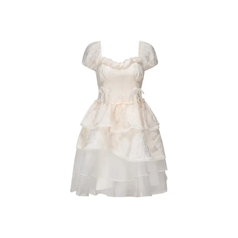 JOSR Short Sleeved Dresses Women's Iridescent Flat White-0