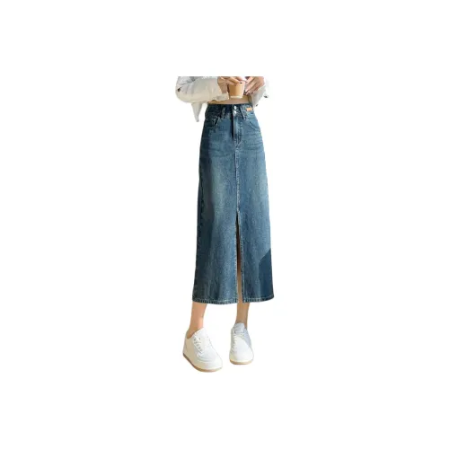 HIPPIEMISS Denim Long Skirts Women's Blue