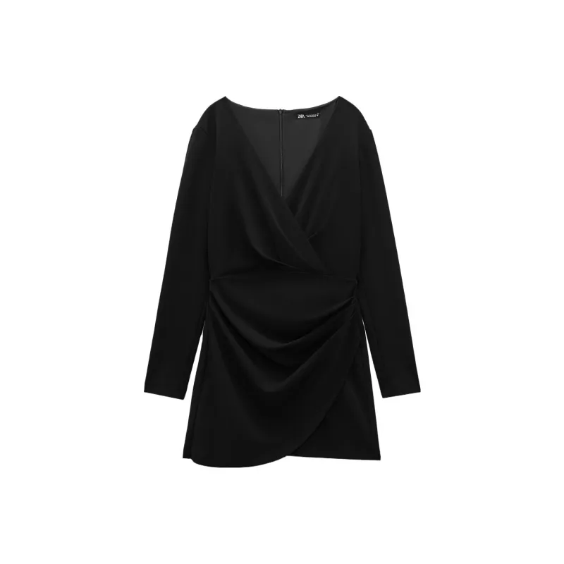 ZARA Long-Sleeved Dresses Women's Black-0