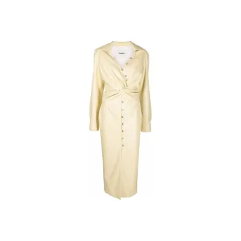 NANUSHKA Twisted front Asymmetric Midi Shirt Dress