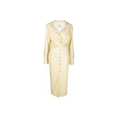 NANUSHKA Twisted front Asymmetric Midi Shirt Dress