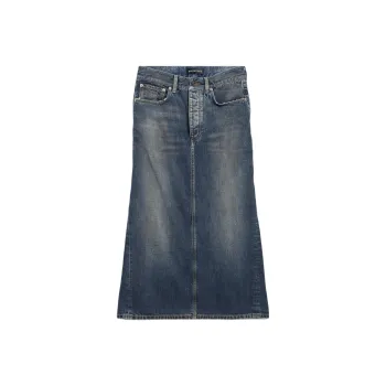 Balenciaga Denim Long Skirt Women's Blue