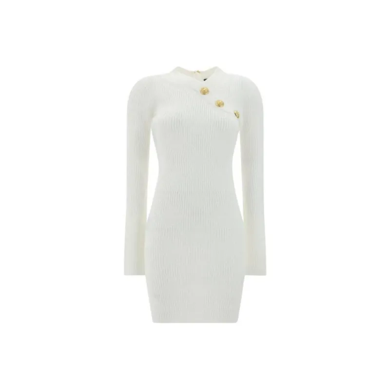 BALMAIN V-Neck Knit Mini Dress-0
