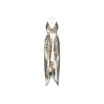 ETRO Floral Printed Asymmetric Hem Halteneck Maxi Dress