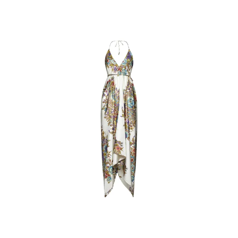 ETRO Floral Printed Asymmetric Hem Halteneck Maxi Dress-0