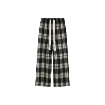 NEMOWU Casual Pants Women's Black White Plaid