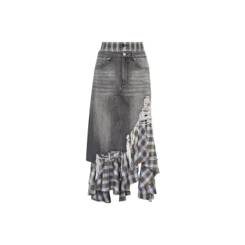 ANN ANDELMAN Denim Long Skirt Women's Gray Black