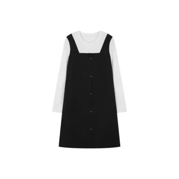 Mo Han Yi Mei Long Sleeved Dresses Women's Black & White
