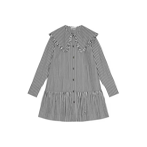 GANNI Striped Mini Shirt Dress