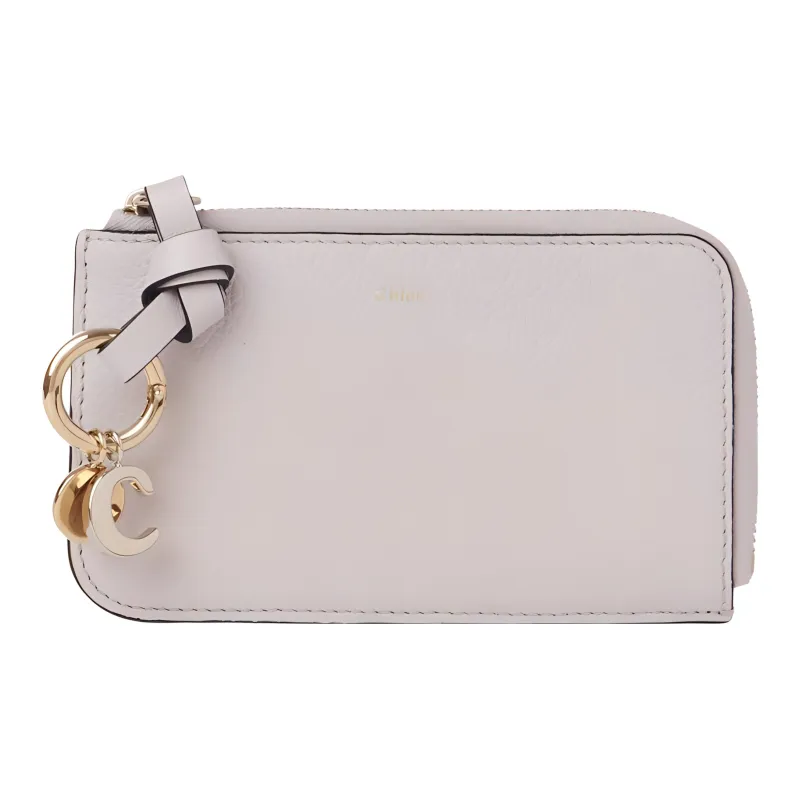 Chloe Alphabet Grained Calfskin Coin Purses Wallets Small Size Women's Wild Gray-0
