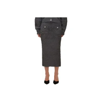 Self-portrait Casual Long Skirts Women's Light Gray