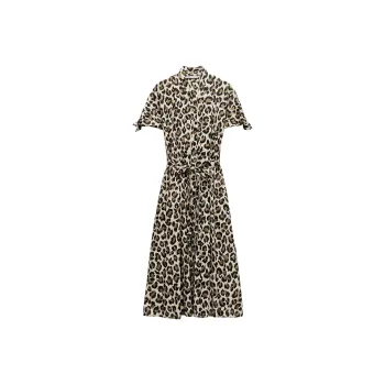 ZARA Short-Sleeved Dresses Women's Leopard Print