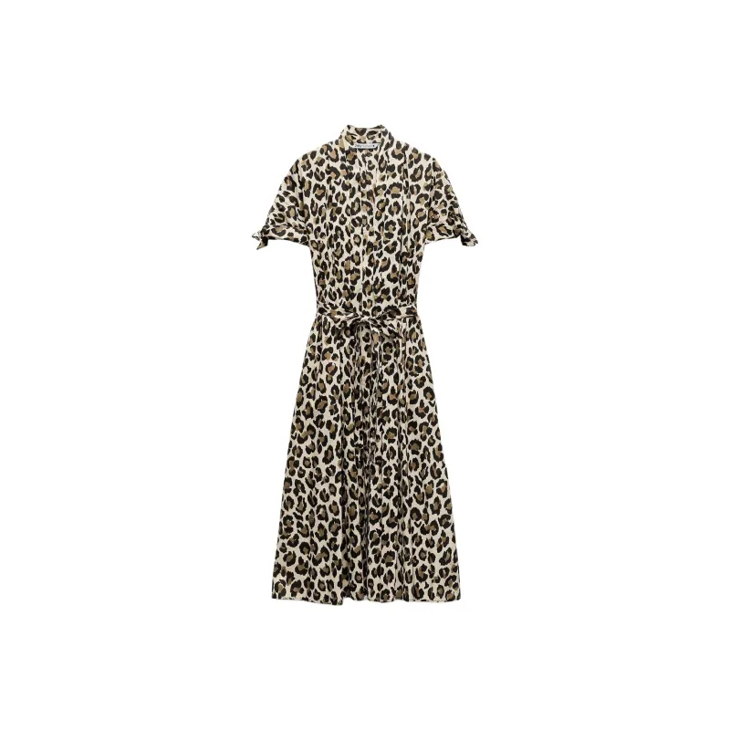 ZARA Short-Sleeved Dresses Women's Leopard Print-0