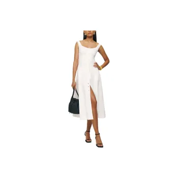 REFORMATION Louisa Linen Dress Slip Dresses Women's White