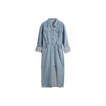 Olrain Long Sleeved Dresses Women's Light Denim Blue