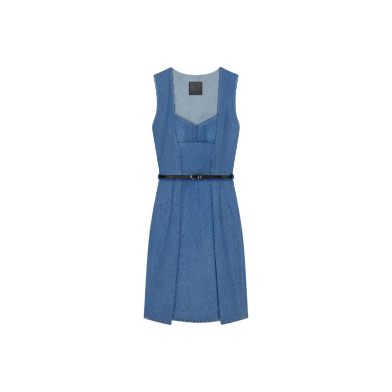 Givenchy Sleeveless Belted Denim Dress-0