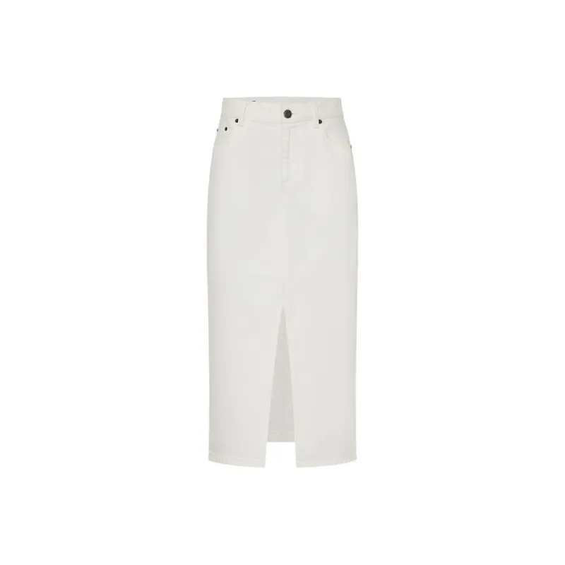 MOCO Denim Long Skirt Women's White-0