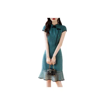 Still Quiet Short Sleeved Dresses Women's Aqua Blue