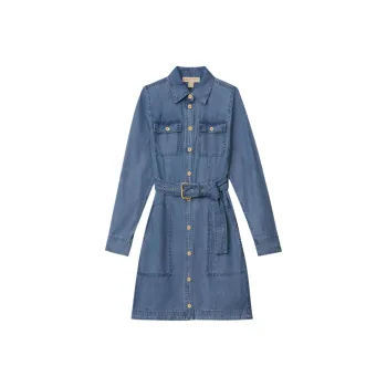 MICHAEL KORS SS24 Long Sleeved Dress Women's Denim Blue