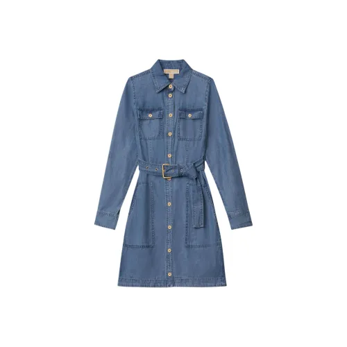 MICHAEL KORS SS24 Long Sleeved Dress Women's Denim Blue
