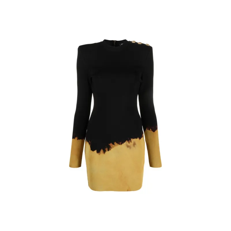 BALMAIN Fire Knit Dress 'Black/Yellow'-0