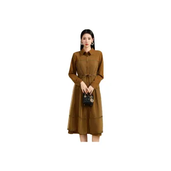 SMEN Long Sleeved Dresses Women's Tea Brown