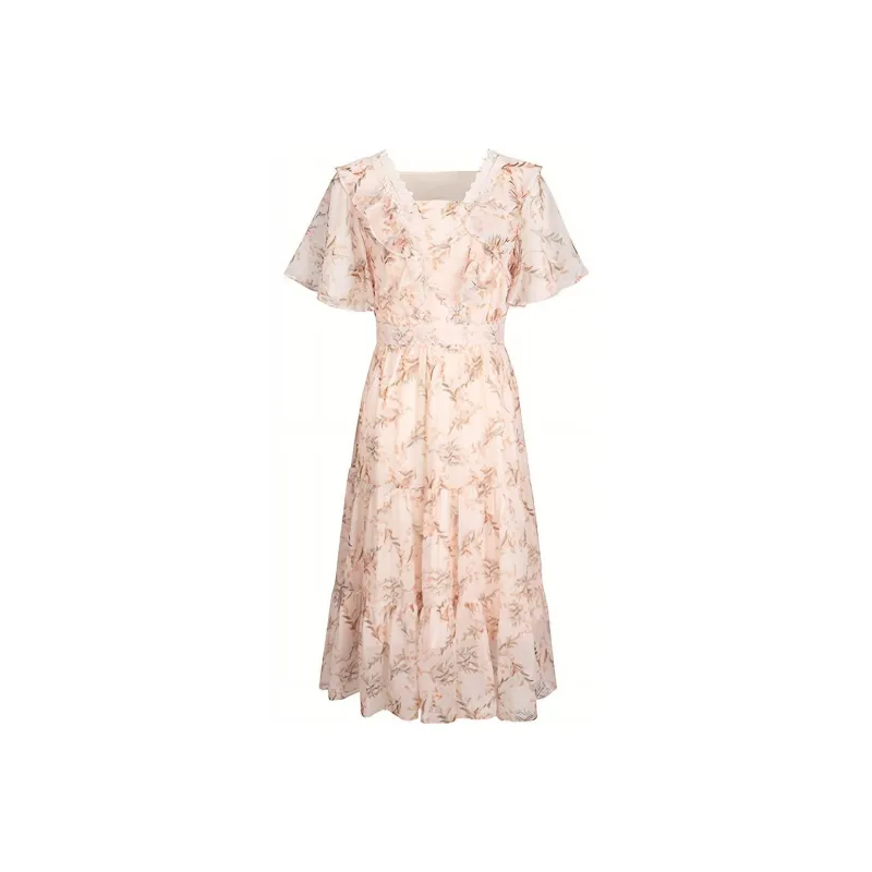 Tulip Taste Short-Sleeved Dresses Women's Coral Pink-0