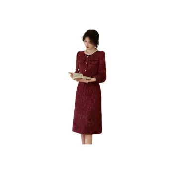 Still Quiet Long Sleeved Dress Women's Red