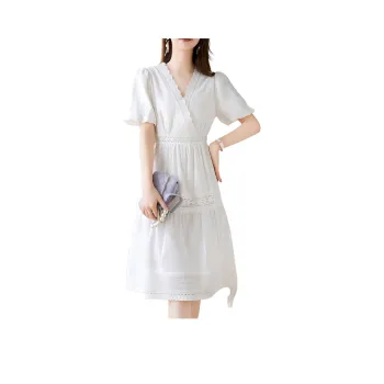 Like The Age Of Water Short Sleeved Dress Women's White