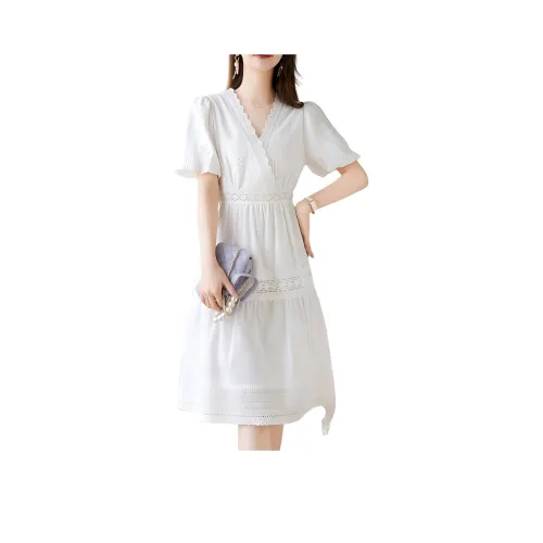 Like The Age Of Water Short Sleeved Dress Women's White