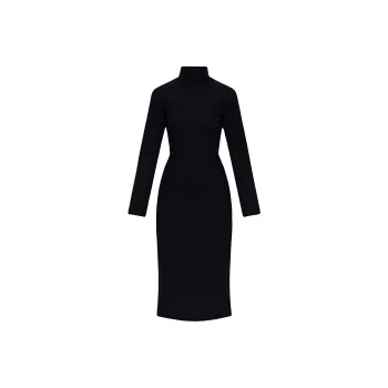 Bottega Veneta High Neck Knitted Midi Dress