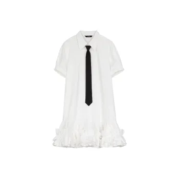ELF SACK Short-Sleeved Dresses Women's Preppy White