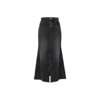 Hopeshow Denim Long Skirt Women's Black