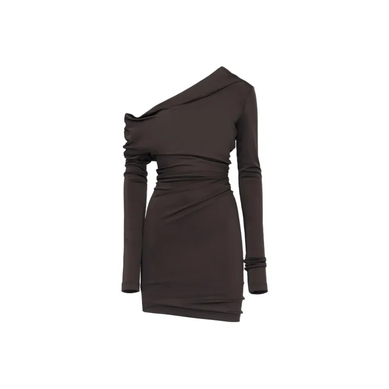 Alexander McQueen Off Shoulder Draped Mini Dress-0
