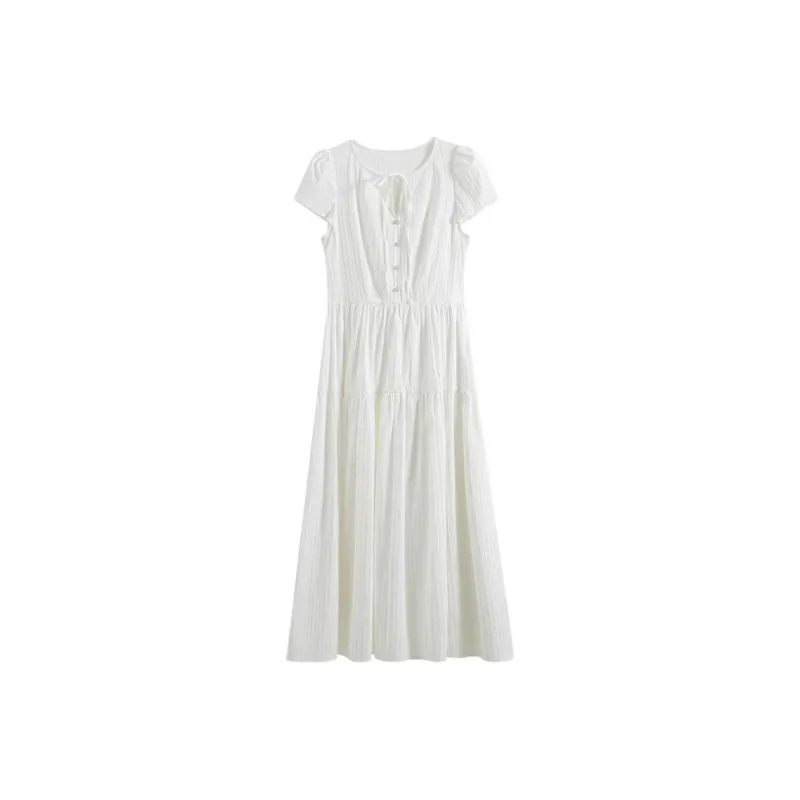 FANSILANEN Short Sleeved Dress Women's White-0