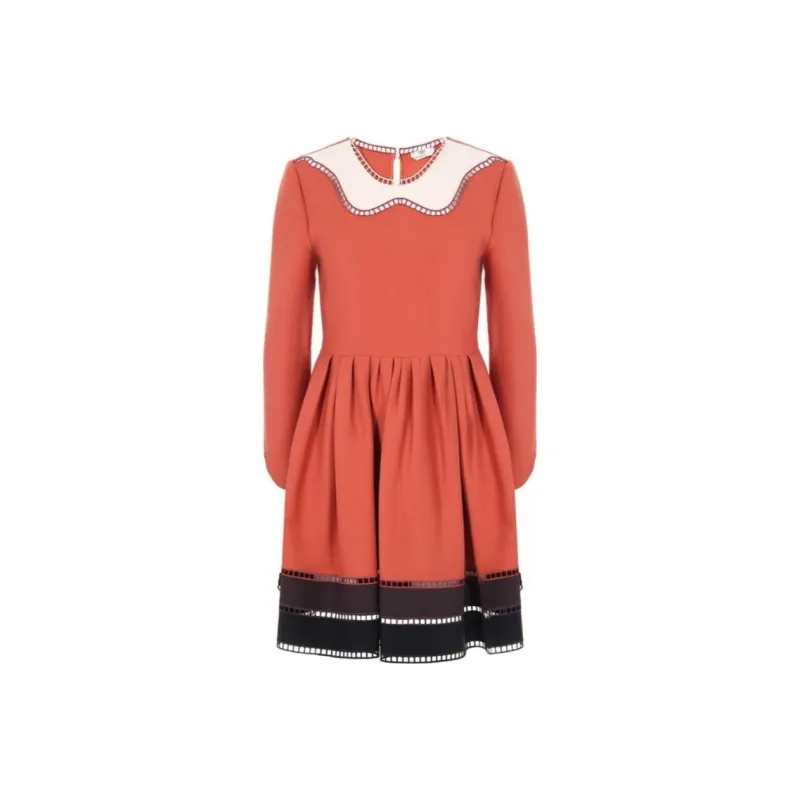 FENDI Long-Sleeved Dresses Women's Orange Red-0