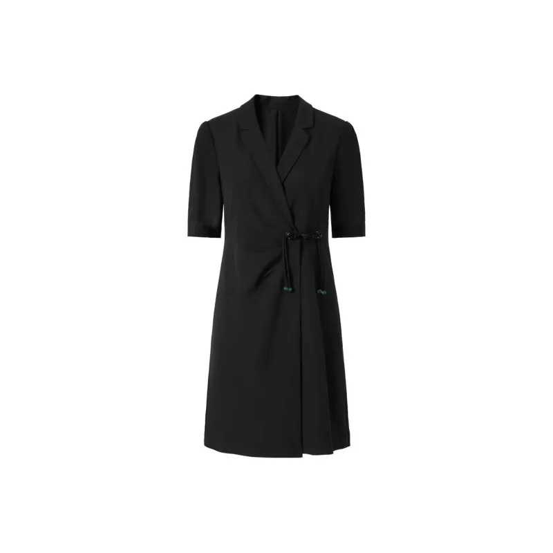 JZ Juzui Short Sleeved Dresses Women's Plain Black-0