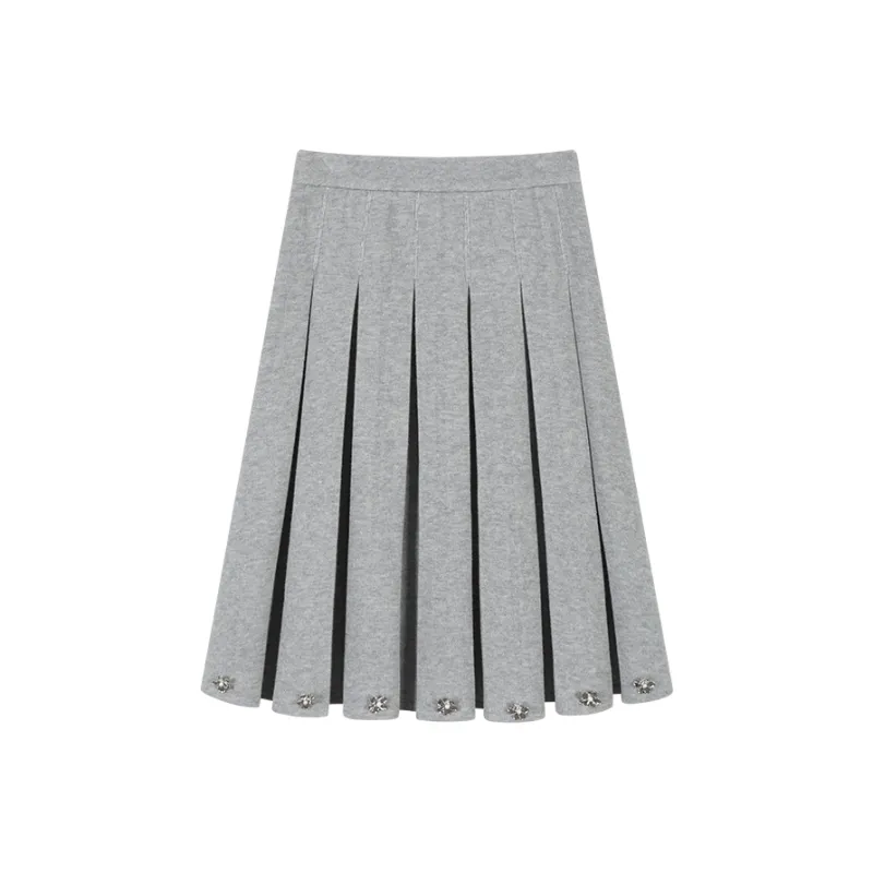 AooRaa Knit Long Skirts Women's Gray-0