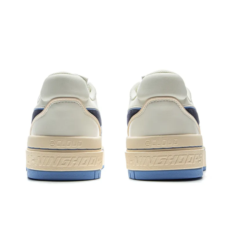 LiNing New Arrival Slip Resistant Cushioning Low Top Skateboard Shoes Unisex Beige Blue-5