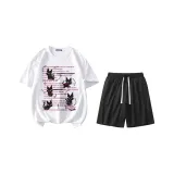 Two-Piece Set (White Top+Black Pants)