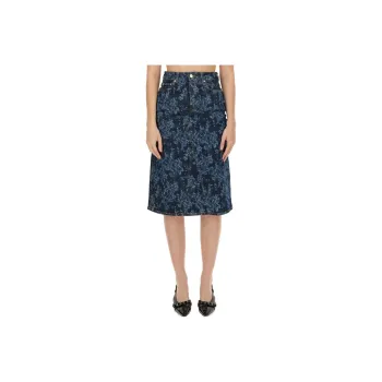 GANNI Lazer Denim Midi Skirt