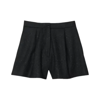Sandro Herringbone Rhinestone embellished Shorts
