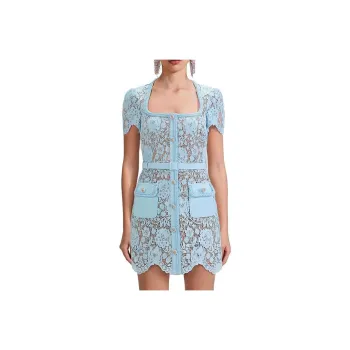 Self-portrait Short-Sleeved Dresses Women's Mist Blue