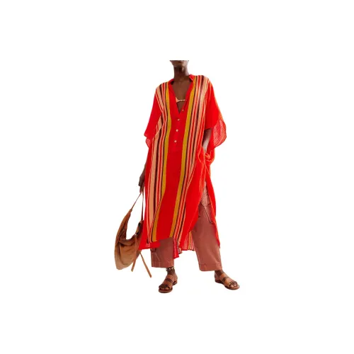 FREE PEOPLE Vacation Mode Kaftan Short-Sleeved Dresses Women's Cherry Pink