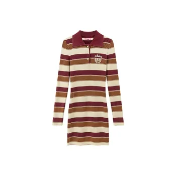 CHUU Long Sleeved Dress Women's Red Stripes