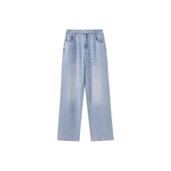 SHUIYUNJIAN Blue Slim Straight Fit Jeans Women's Denim Blue