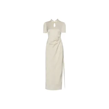 DPLAY Short Sleeved Dress Women's White Lily Of The Valley